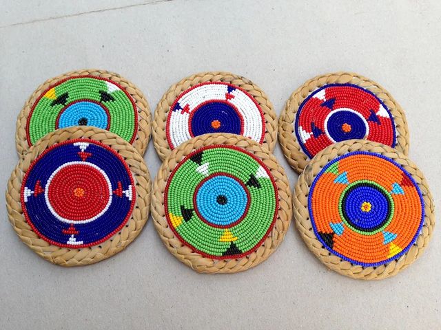 Maasai colored Beaded Coasters