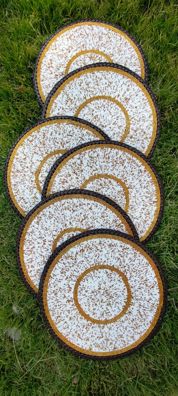 Timeless White fully-beaded placemats
