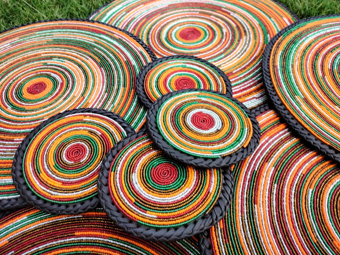 Fiery Orange fully-beaded placemats