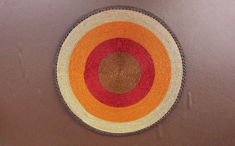 Gold Orange and Red Fully Beaded Mat