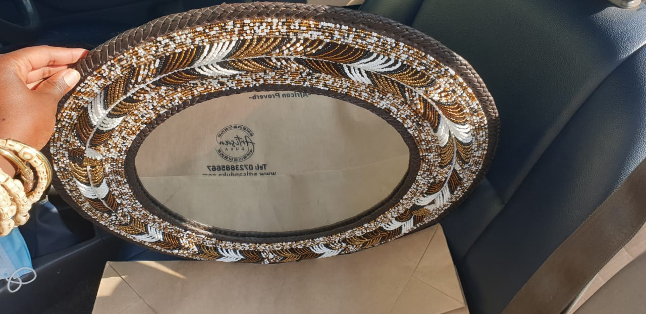 Earth Tone Leaf Design Pattern Mirror
