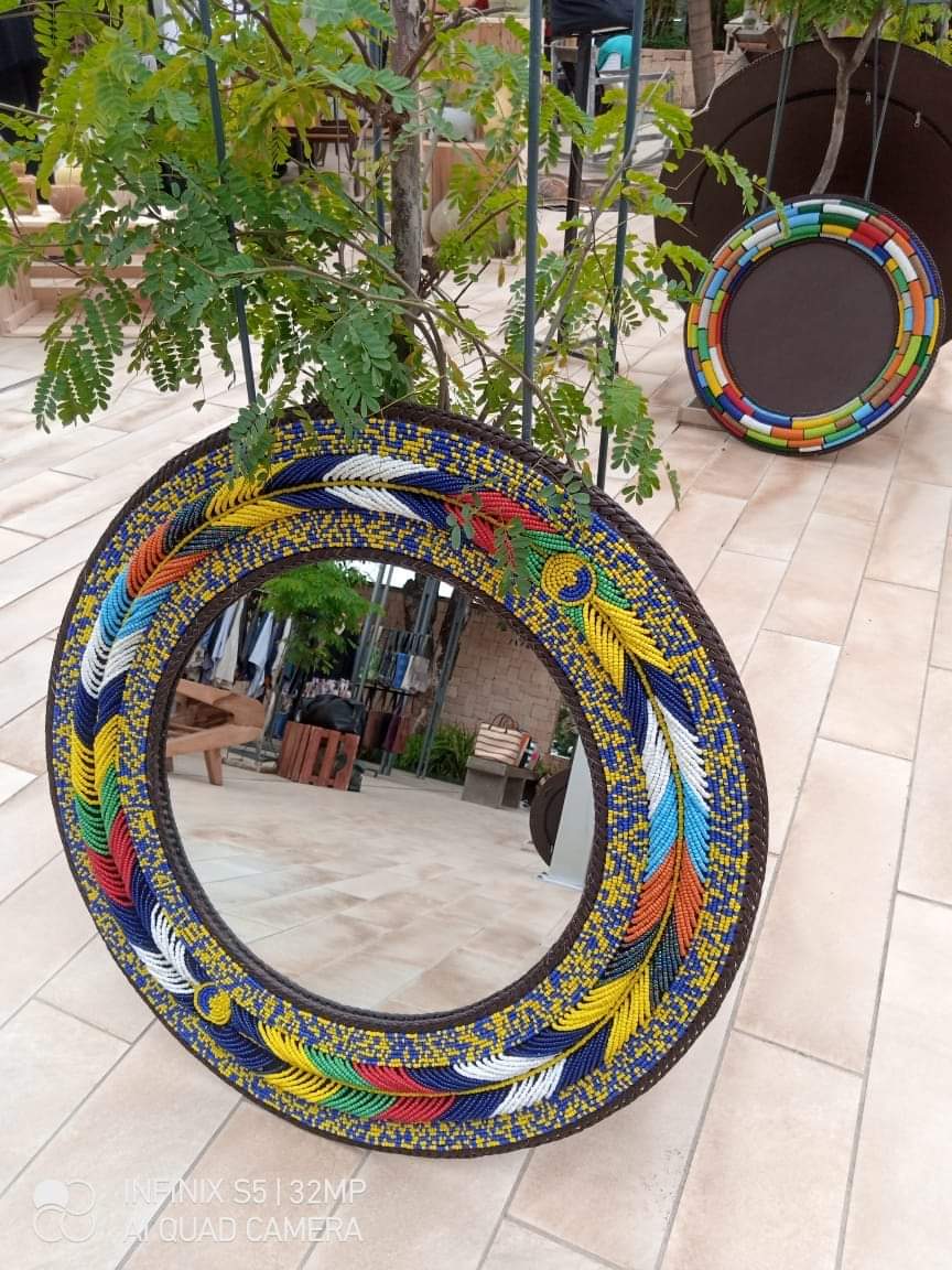 Multicolored Leaf Design Mirror