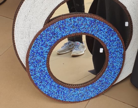Brilliant Blue Beaded Handmade Mirror