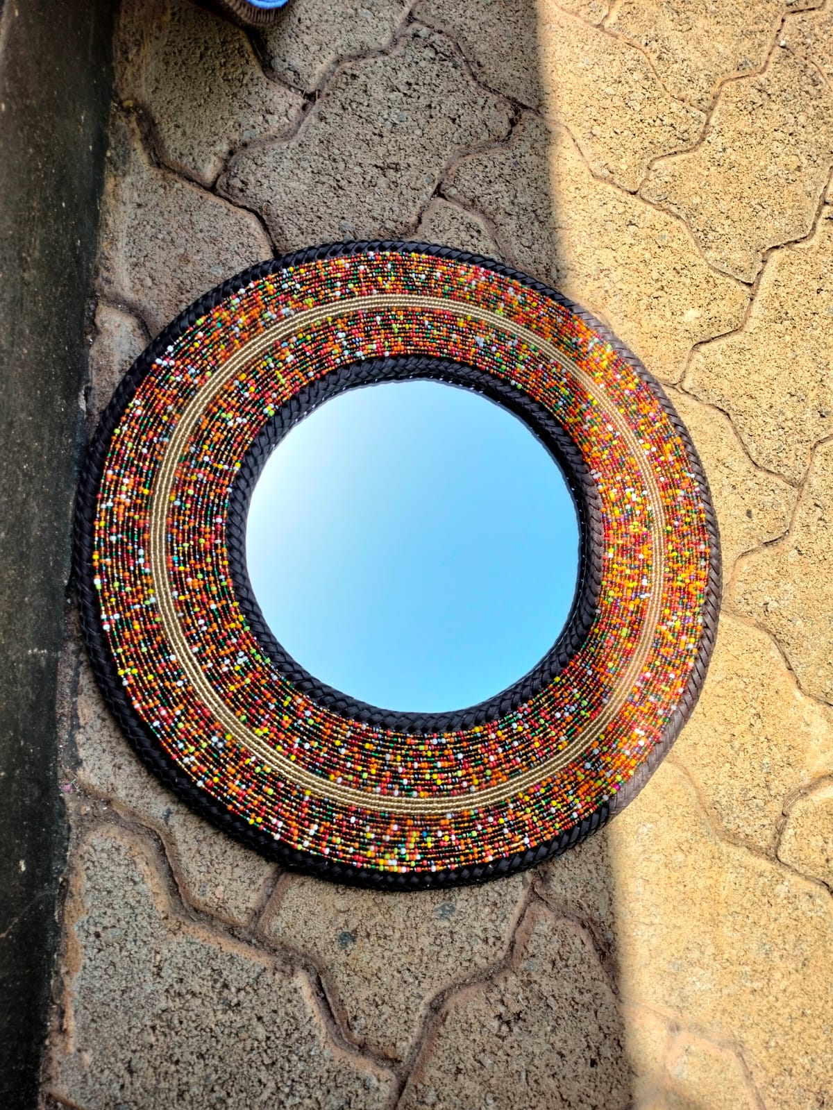 Mixed Maasai Beaded Mirror, Maasai Beaded Mirror, Beaded Mirror