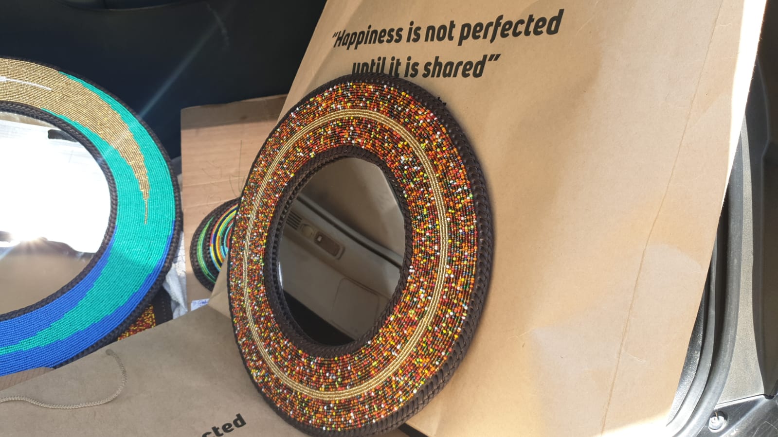 Mixed Maasai Beaded Mirror, Maasai Beaded Mirror, Beaded Mirror