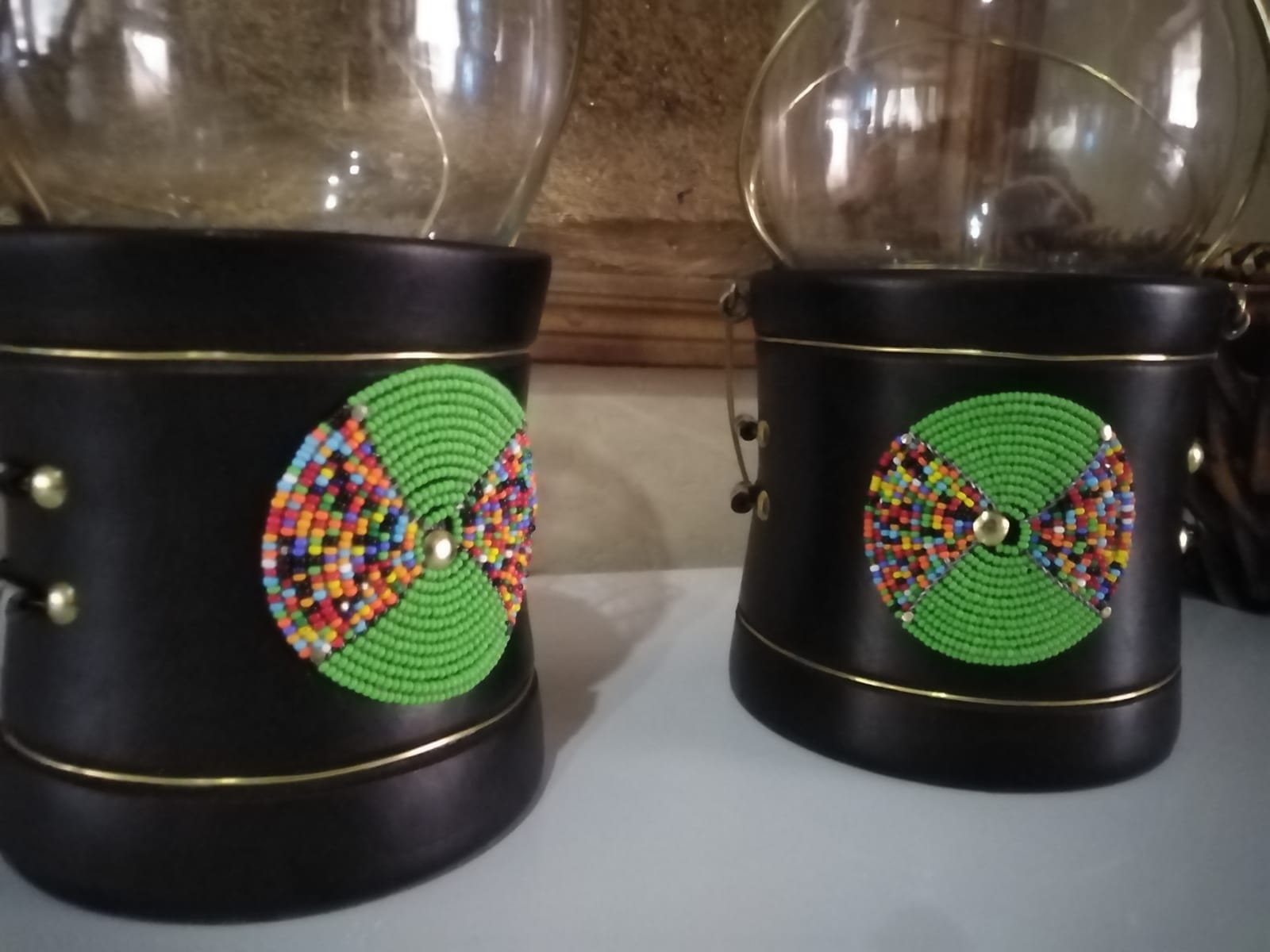 Emerald Green Lantern-style Candle Holder