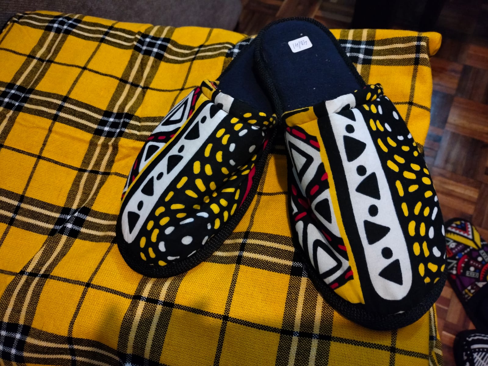 Ankara slippers, multicolored Ankara slippers, Kenyan Ankara slippers