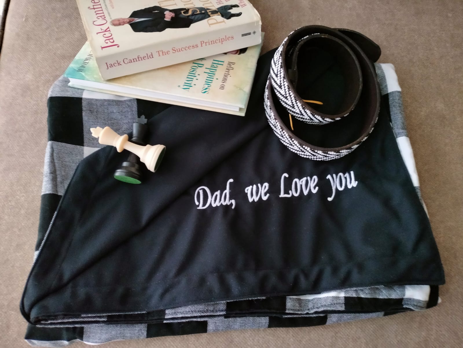 Black Maasai blanket with message