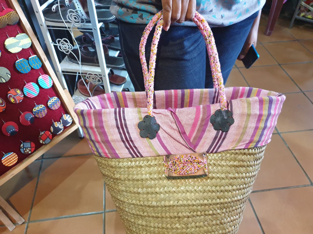Intricately Beaded Kikoy Basket