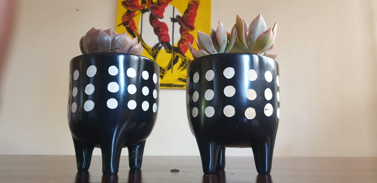 Planters, Kenyan planters, black and white planter, stone planter, Indoor Planters, Outdoor Planters