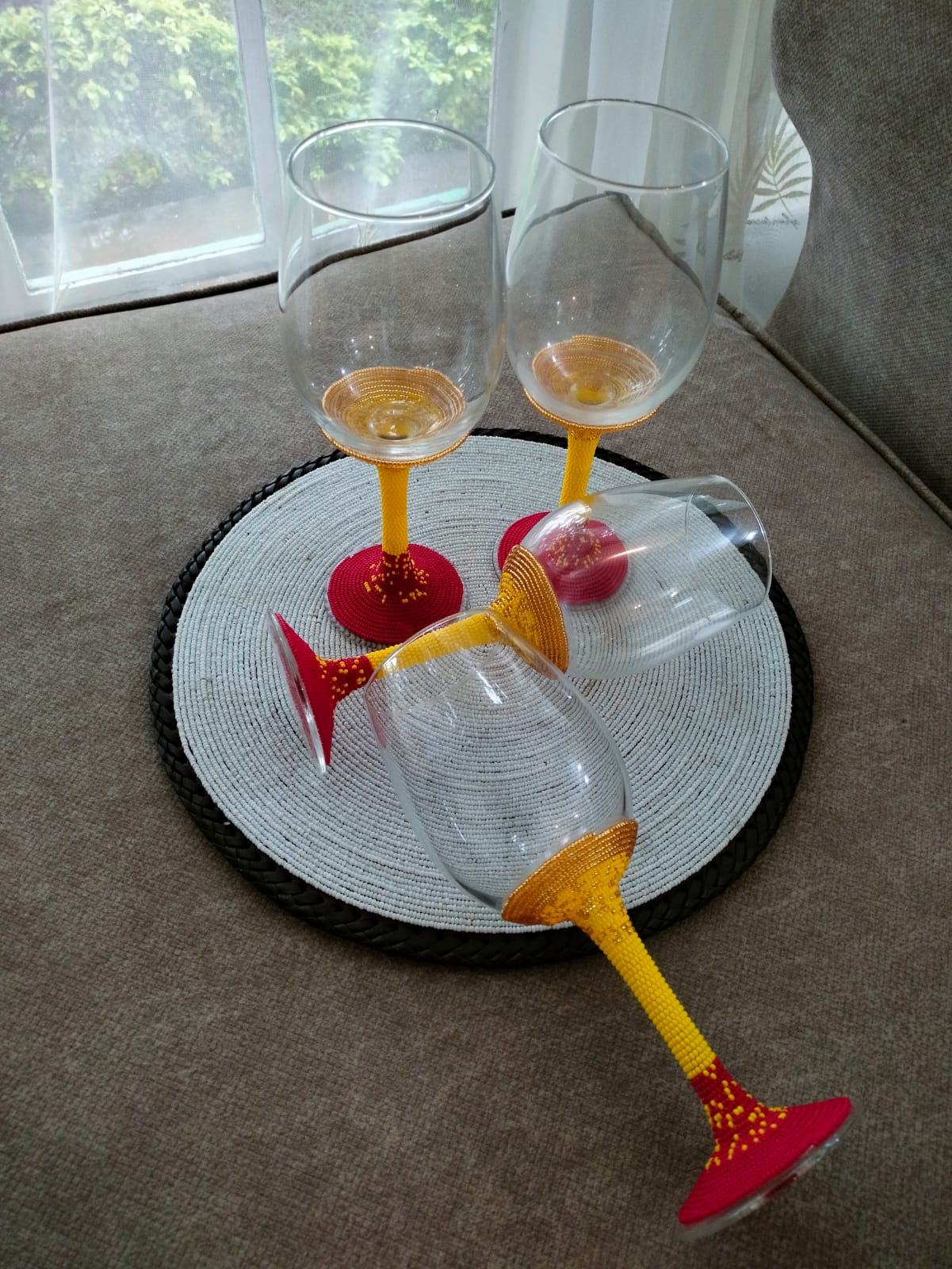 Sunset Splendor Beaded Wine Glasses