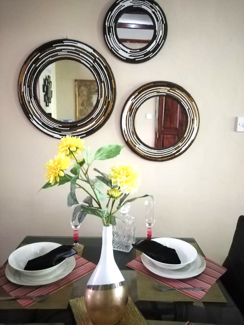 Earth Tone Maasai Beaded Mirrors (Set of 3), beaded mirrors, mirrors