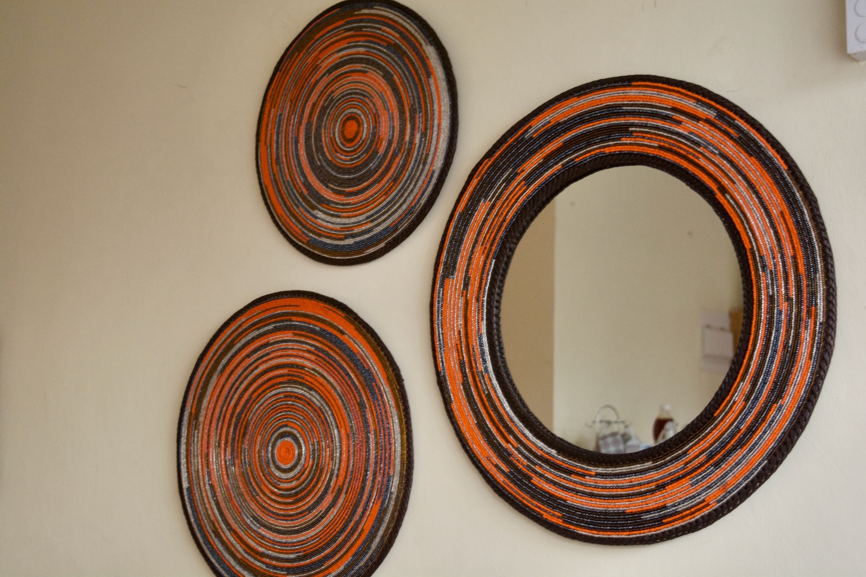 Tangerine Maasai Beaded Mirror Set