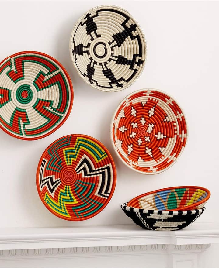 Multicolored wall decor baskets (Set of 6) , Wall Decor Baskets (Set of 6), Home decor