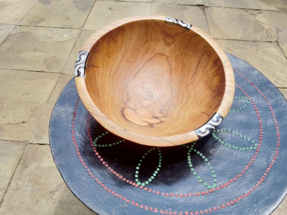 Round Wood Bowls with Bone Detail (Set of 3), Wood Bowls, Set of 3 Wooden Bowls, Bowls, Set of 3 Bowls