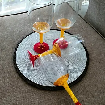 Sunset Splendor Beaded Wine Glasses